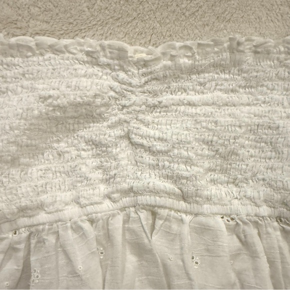 American Eagle Large Smocked White Peplum Blouse Boho Cottagecore LongSleeve Top - Picture 6 of 15